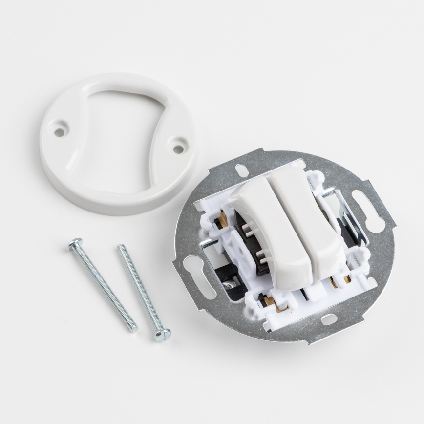 Kliklap - Întrerupător retro fără ramă, alb ceramic, seria nr. 5