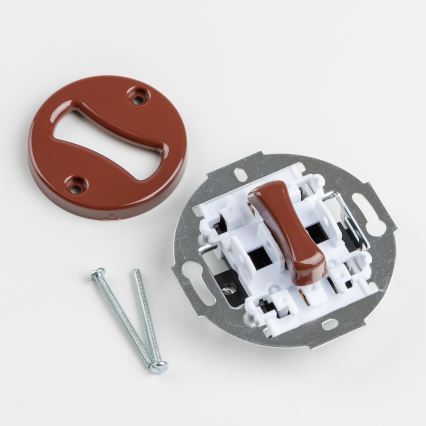 Kliklap - Întrerupător retro în cruce cu cadru nr. 7, maro