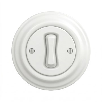 Kliklap - Întrerupător retro în cruce cu ramă nr. 7, alb zăpadă