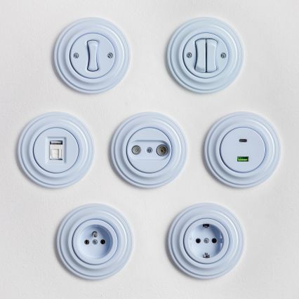 Kliklap - Întrerupător retro în serie cu ramă nr. 5, albastru