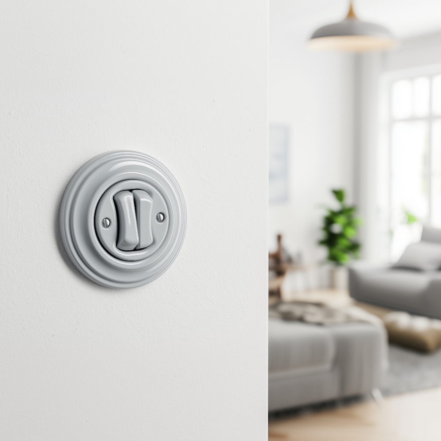 Kliklap - Întrerupător retro în serie cu ramă nr. 5, gri