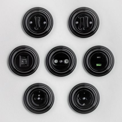 Kliklap - Întrerupător retro în serie cu ramă nr. 5, negru