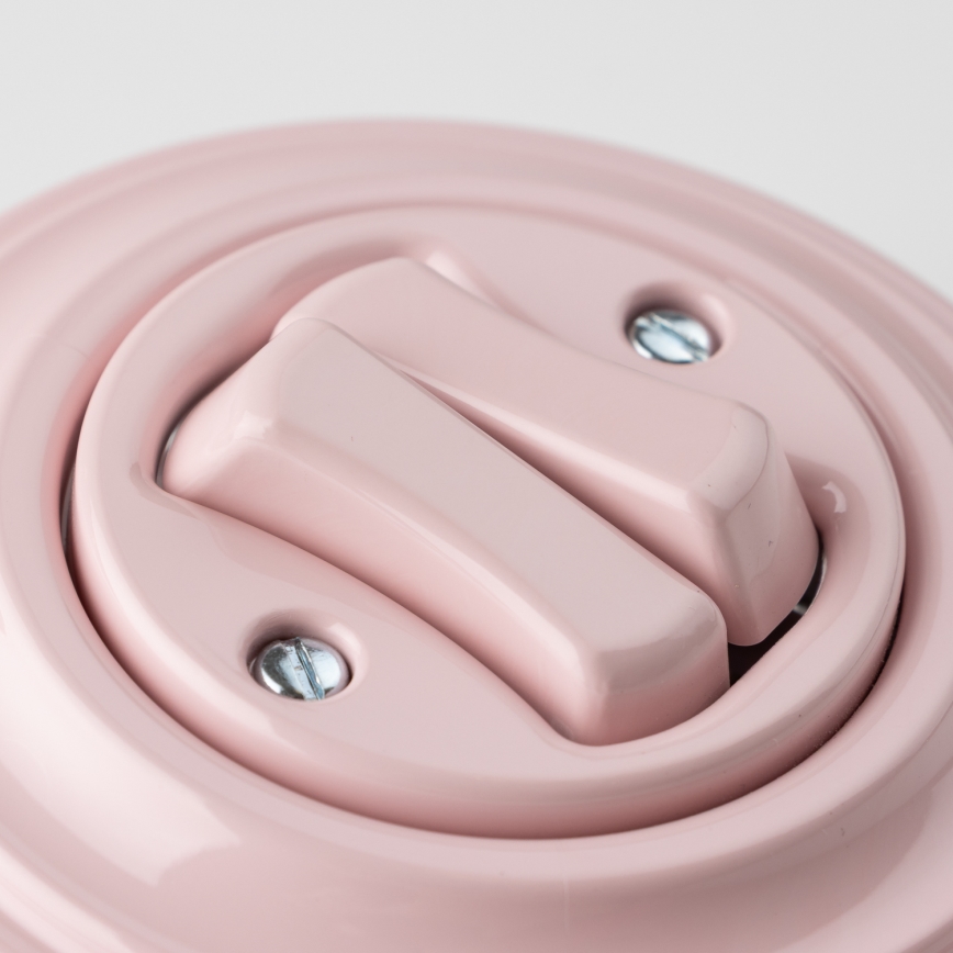 Kliklap - Întrerupător retro în serie cu ramă nr. 5, roz antic