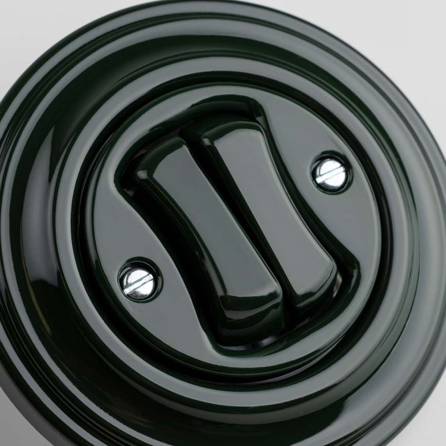 Kliklap - Întrerupător retro în serie, cu ramă nr. 5, verde