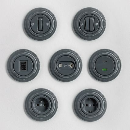 Kliklap - Întrerupător retro încrucișat cu ramă nr. 7, antracit