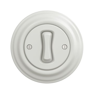 Kliklap - Întrerupător retro pentru scară, cu ramă nr. 6, alb ceramic