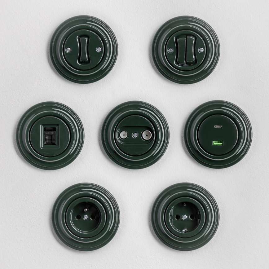 Kliklap - Întrerupător retro pentru scară cu ramă nr. 6, verde