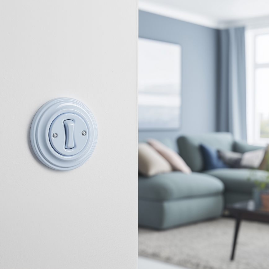 Kliklap - Întrerupător retro pentru scări cu ramă nr. 6, albastru