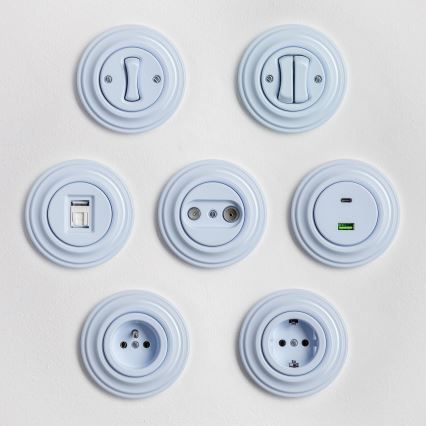 Kliklap - Întrerupător retro pentru scări cu ramă nr. 6, albastru