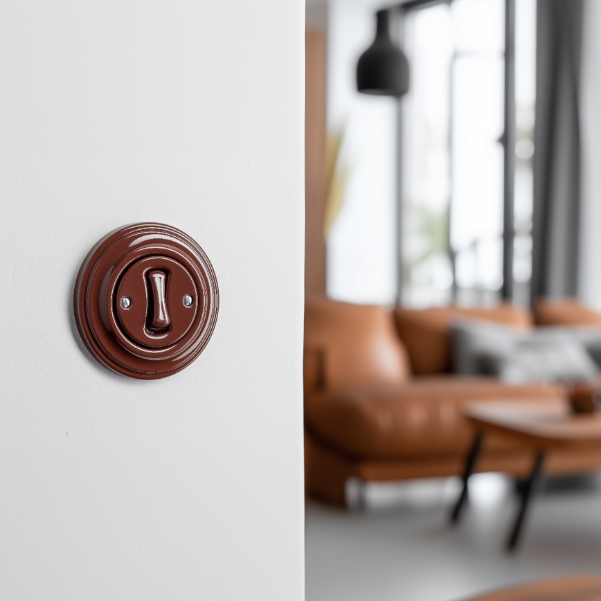 Kliklap - Întrerupător retro pentru scări cu ramă nr. 6, maro