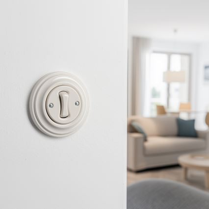 Kliklap - Întrerupător retro pentru scări, ramă nr. 6, bej