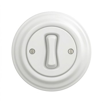 Kliklap - Întrerupător retro unipolar cu ramă nr. 1, alb zăpadă