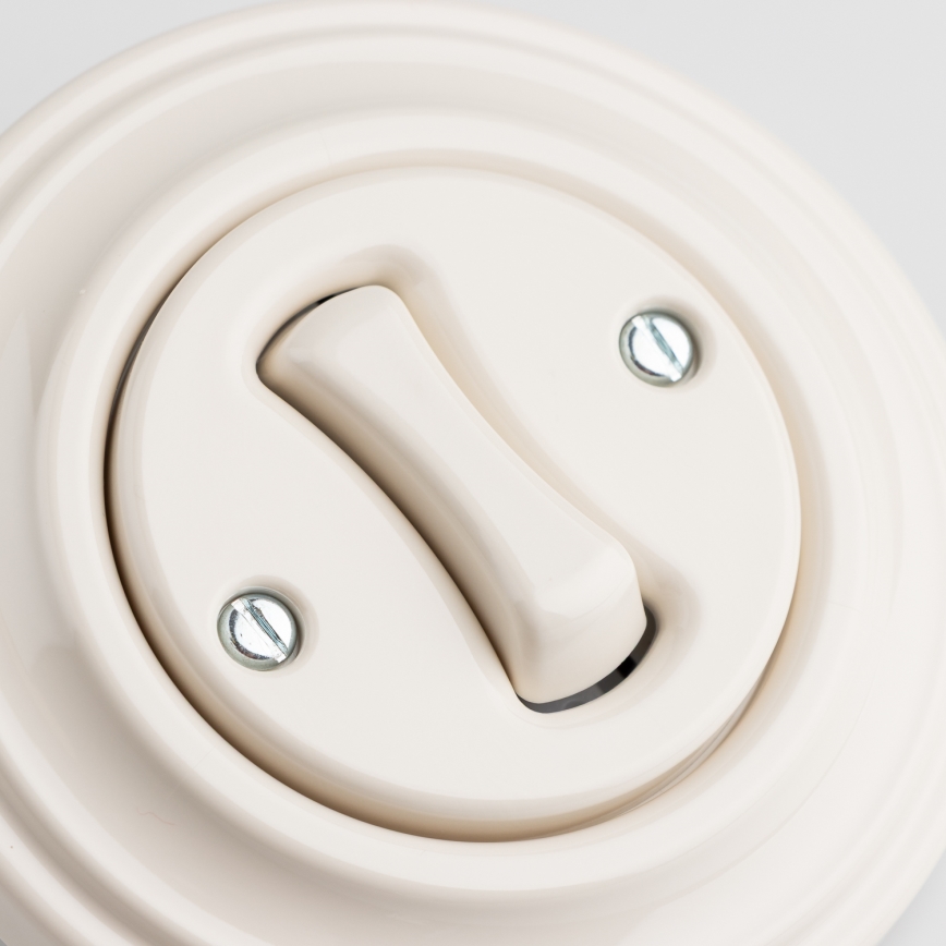 Kliklap - Întrerupător retro unipolar cu ramă nr. 1, bej