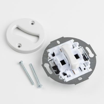 Kliklap - Întrerupător retro unipolar nr. 1 și priză 230 V cu ramă, alb zăpadă