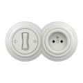 Kliklap - Întrerupător retro unipolar nr. 1 și priză 230 V cu ramă ceramică albă