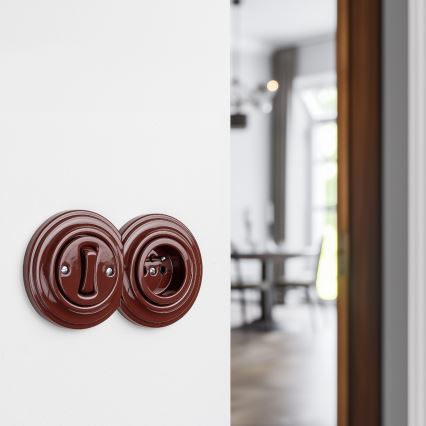 Kliklap - Întrerupător retro unipolar nr. 1 și priză 230V cu ramă, maro