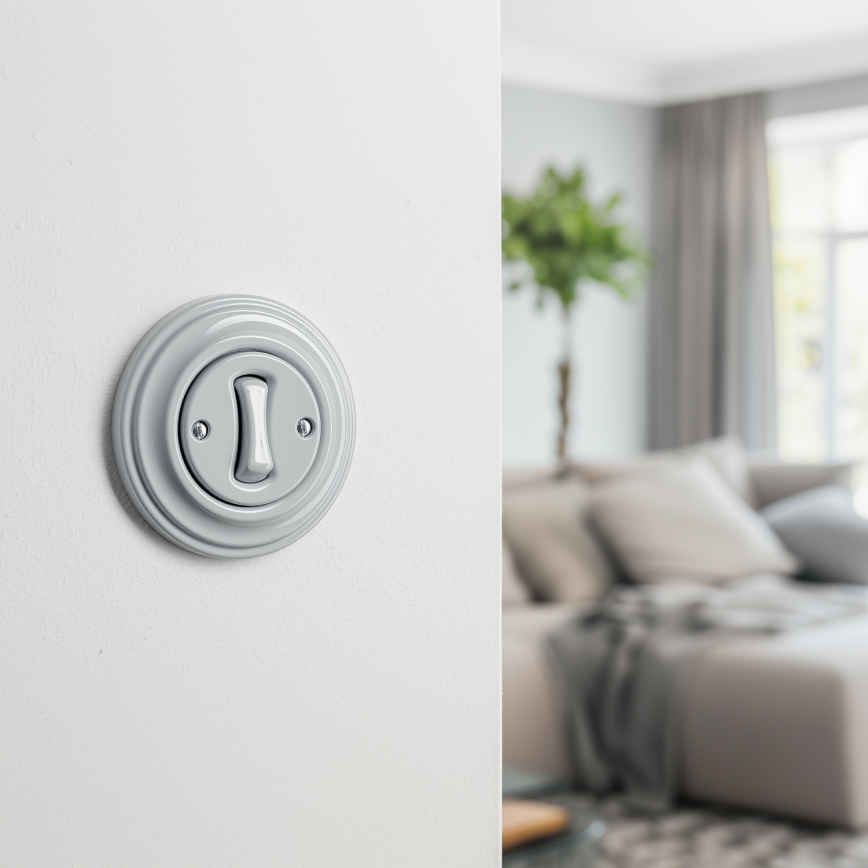 Kliklap - Întrerupător unipolar retro cu ramă nr. 1, gri