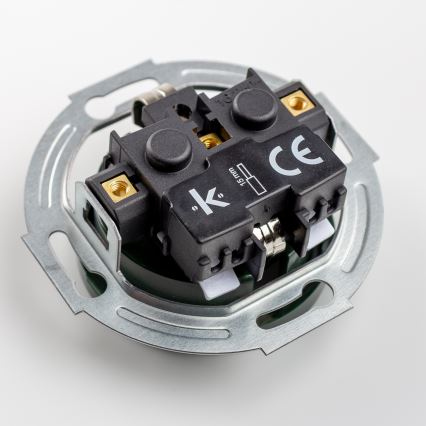 Kliklap - Întrerupător unipolar retro nr. 1 și priză SCHUKO 230V cu cadru, verde