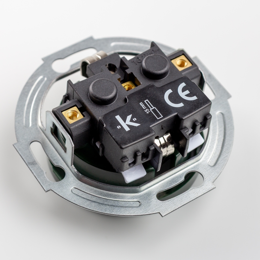 Kliklap - Întrerupător unipolar retro nr. 1 și priză SCHUKO 230V cu cadru, verde