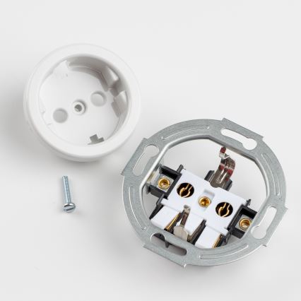 Kliklap - Întrerupător unipolar retro nr. 1 și priză SCHUKO 230 V cu ramă ceramică albă