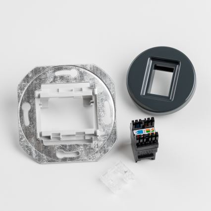 Kliklap - priză de date retro cu ramă antracit