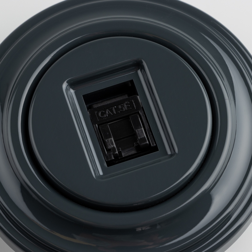 Kliklap - priză de date retro cu ramă antracit