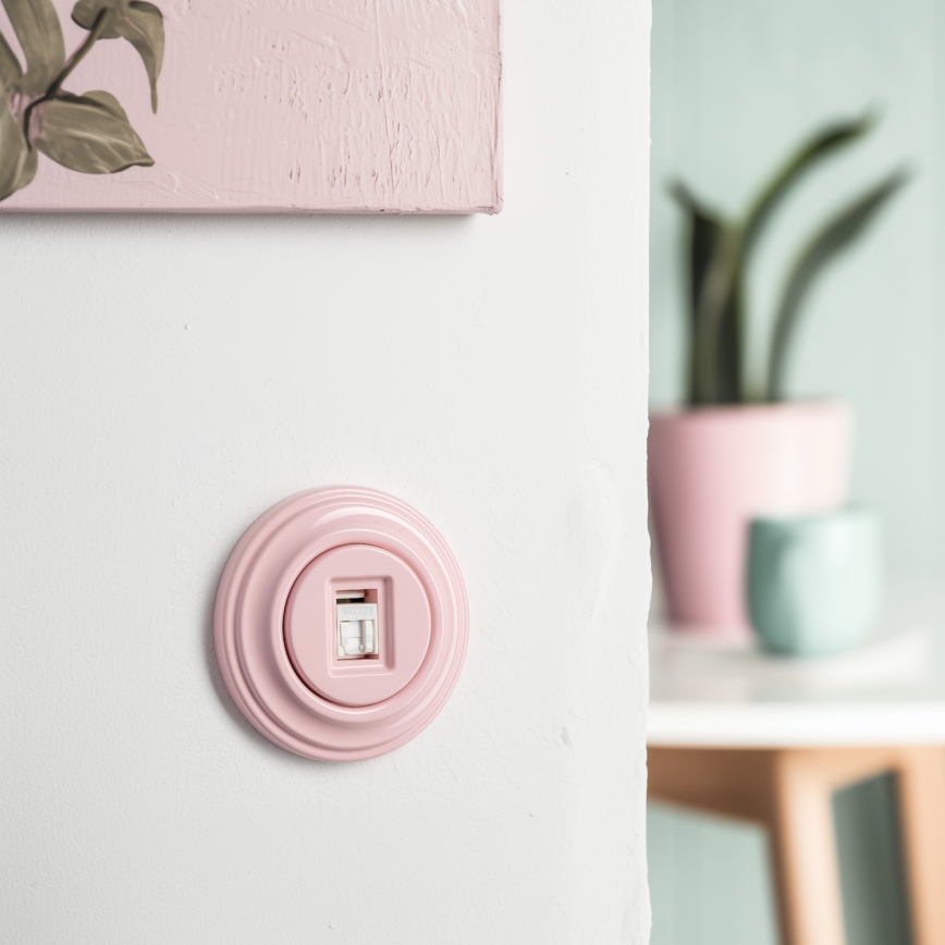 Kliklap - Priză de date retro cu ramă, roz vintage