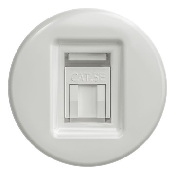 Kliklap - Priză de date retro, fără ramă, alb ceramic