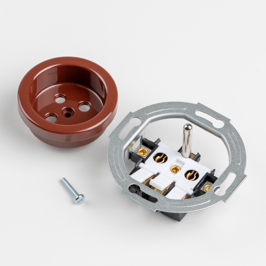 Kliklap - Priză de perete retro cu ramă, 230 V, maro