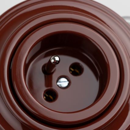 Kliklap - Priză de perete retro cu ramă, 230 V, maro