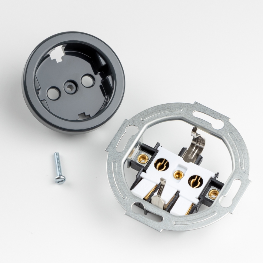 Kliklap - Priză de perete retro cu ramă SCHUKO 230V/16A antracit