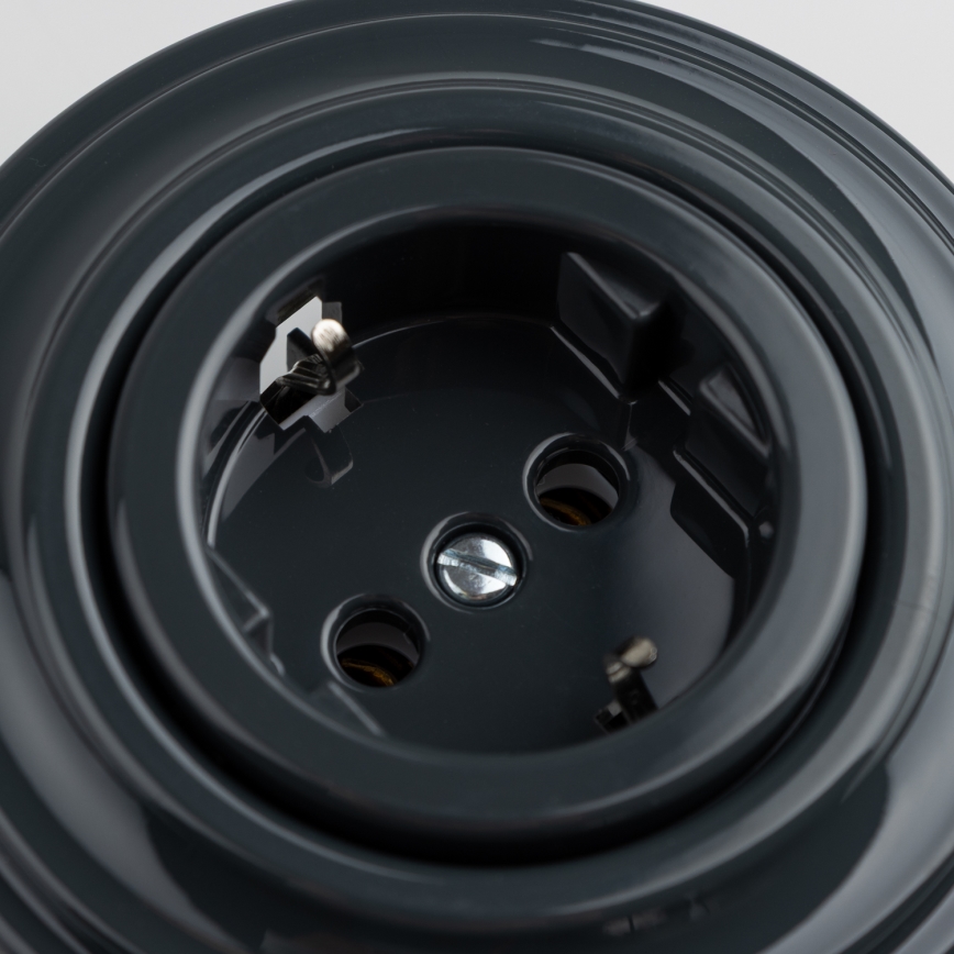 Kliklap - Priză de perete retro cu ramă SCHUKO 230V/16A antracit