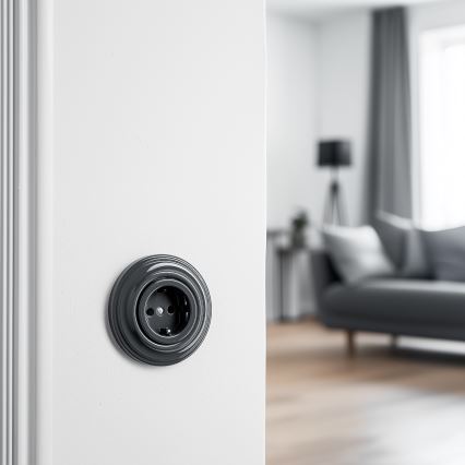 Kliklap - Priză de perete retro cu ramă SCHUKO 230V/16A antracit