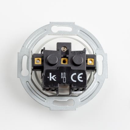 Kliklap - Priză dublă retro casnică cu ramă, 230V, alb zăpadă