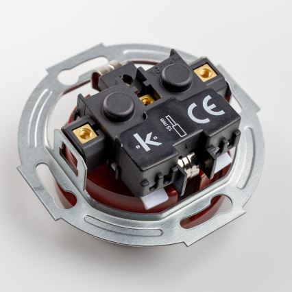 Kliklap - Priză dublă retro de perete, cu ramă, SCHUKO 230V, maro