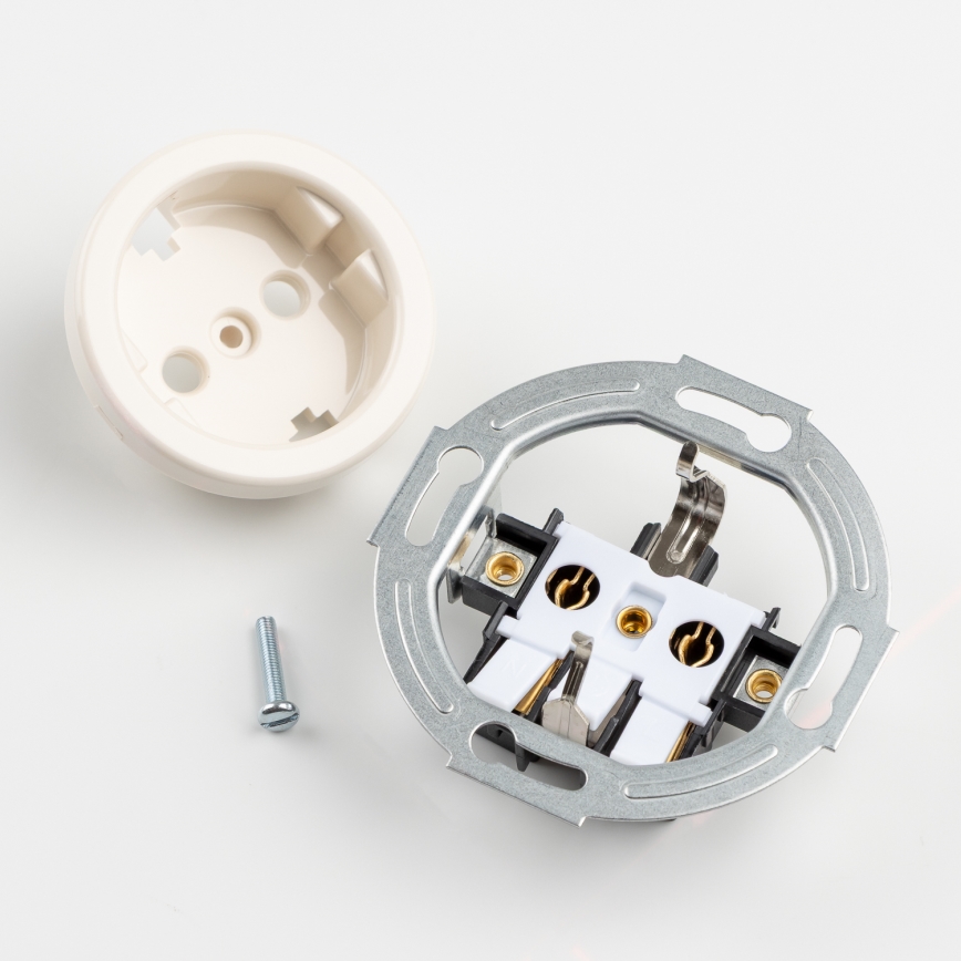 Kliklap - Priză dublă retro pentru locuință cu ramă SCHUKO 230V/16A bej