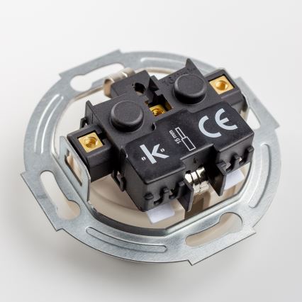 Kliklap - Priză dublă retro pentru locuință cu ramă SCHUKO 230V/16A bej