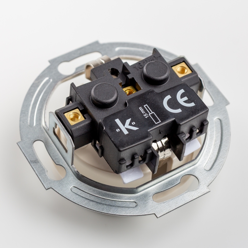 Kliklap - Priză dublă retro pentru locuință cu ramă SCHUKO 230V/16A bej