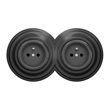 Kliklap - Priză dublă retro pentru uz casnic cu ramă, 230 V, antracit