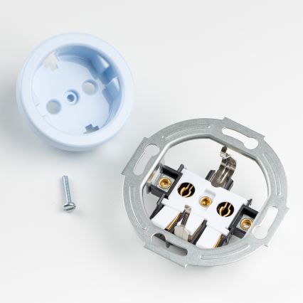 Kliklap - Priză dublă retro SCHUKO 230 V cu ramă, albastră