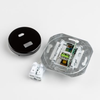 Kliklap - Priză retro cu USB-A și USB-C, cu ramă, neagră