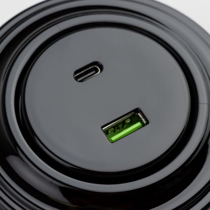 Kliklap - Priză retro cu USB-A și USB-C, cu ramă, neagră