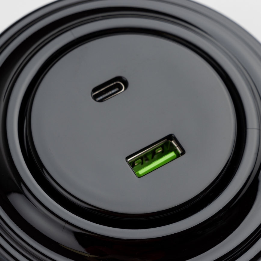 Kliklap - Priză retro cu USB-A și USB-C, cu ramă, neagră