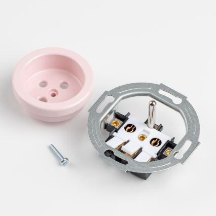 Kliklap - Priză retro de interior, fără ramă, 230V, roz vintage