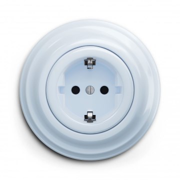 Kliklap - Priză retro de perete cu ramă SCHUKO 230V/16A, albastru