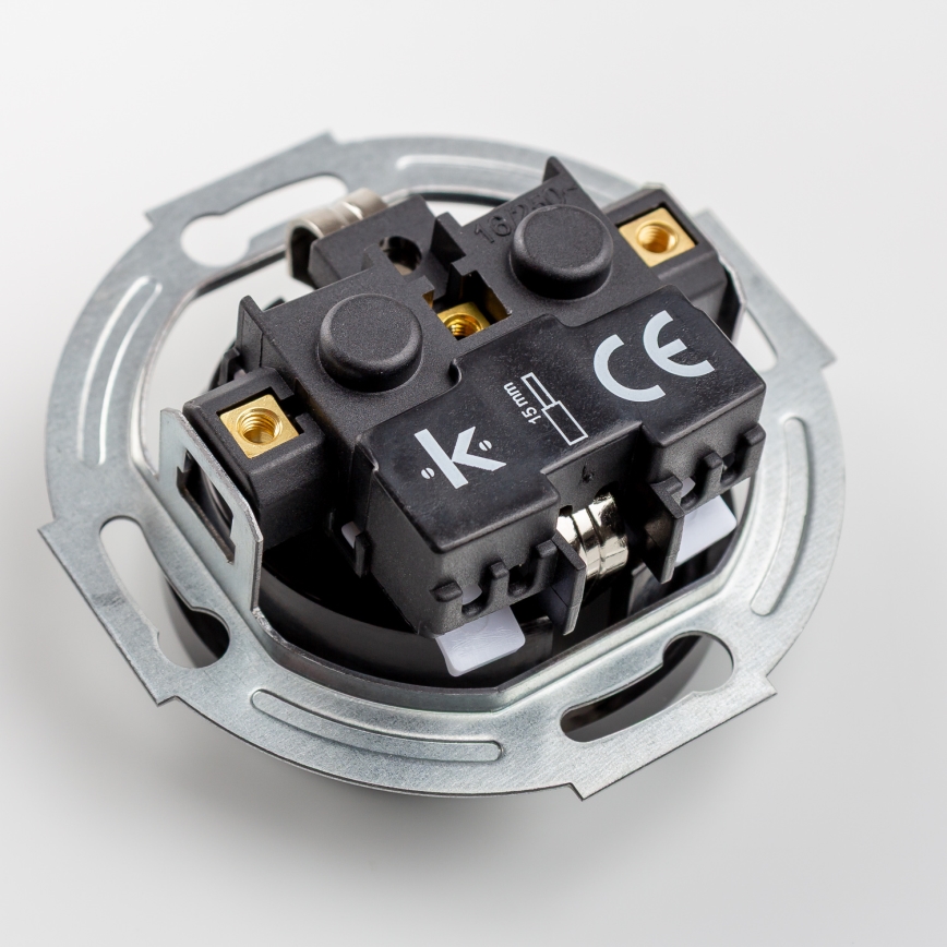 Kliklap - Priză retro de perete cu ramă SCHUKO 230V/16A, neagră