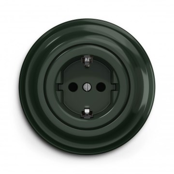 Kliklap - Priză retro de perete cu ramă SCHUKO 230V/16A, verde