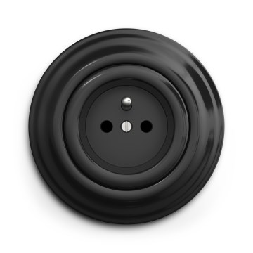 Kliklap - Priză retro pentru uz casnic cu ramă, 230V, neagră