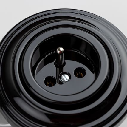 Kliklap - Priză retro pentru uz casnic cu ramă, 230V, neagră