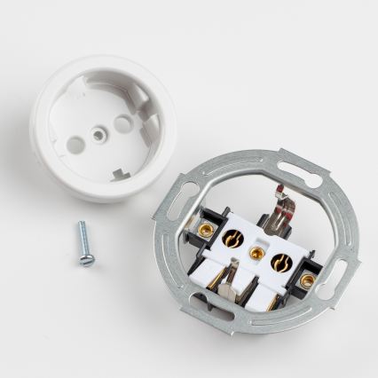 Kliklap - Priză retro triplă pentru casă, cu ramă, SCHUKO 230V, alb zăpadă